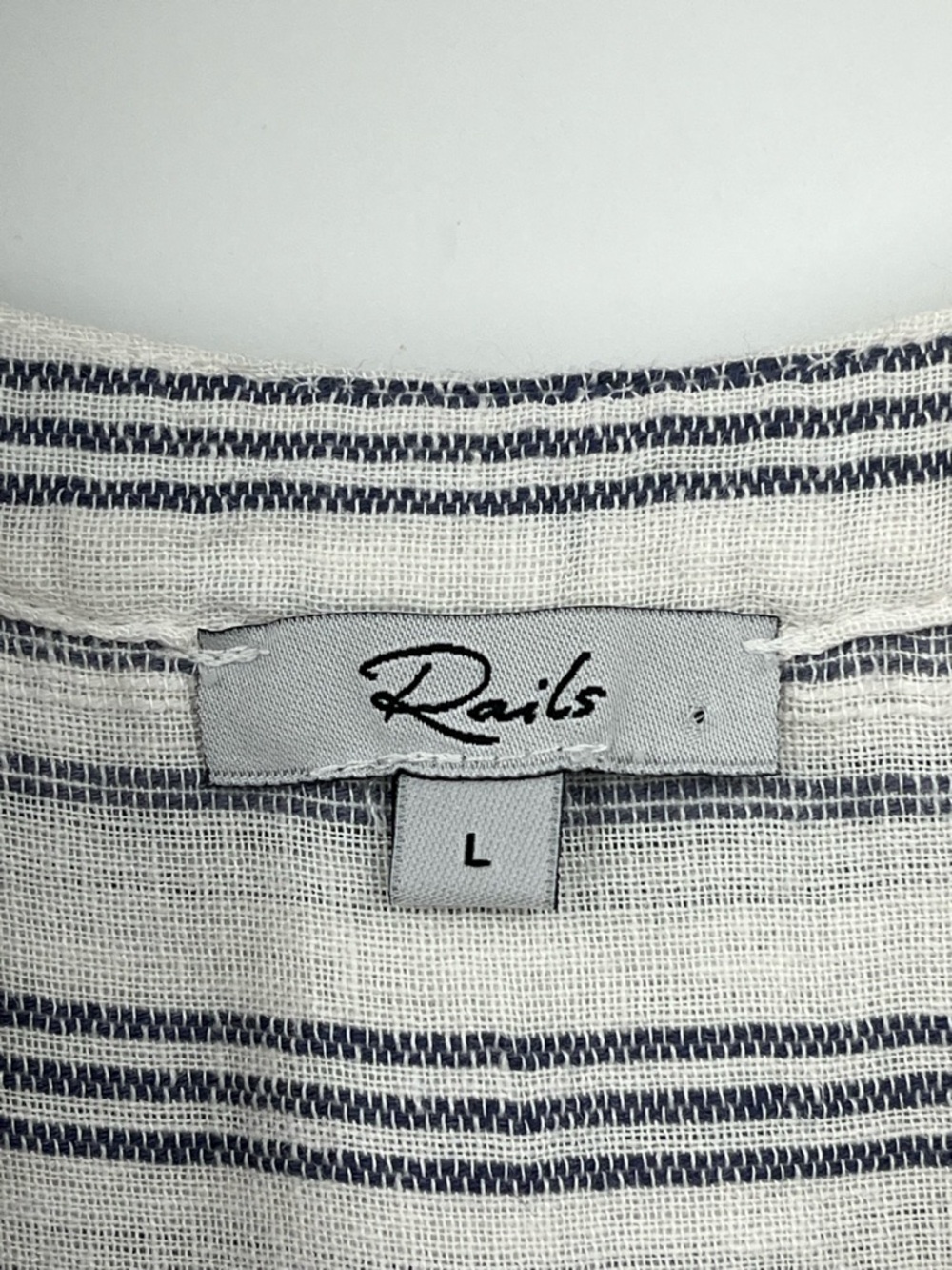 Rails L Angelina Cape May Stripe Linen 0486 Blend Mini Dress large blue white - Picture 4 of 11